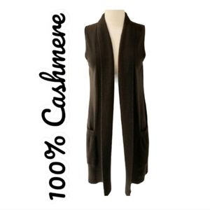 Lord & Taylor Vintage 100% Cashmere Sleeveless Cardigan Duster in Brown XS-S